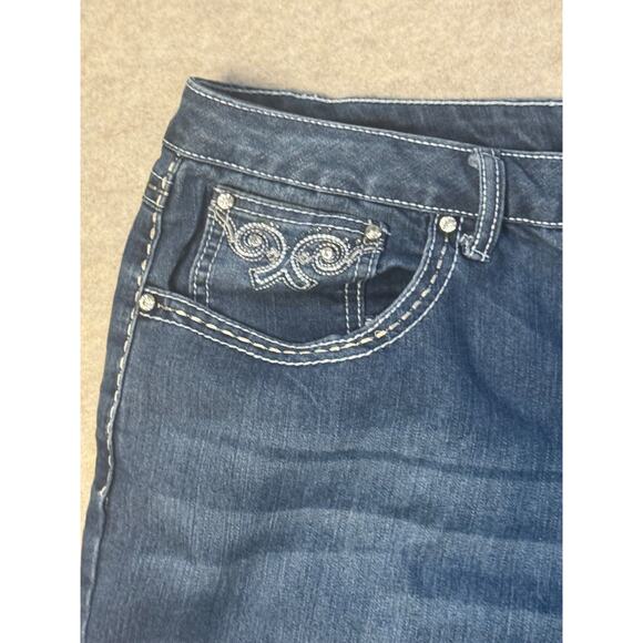 Cato Premium Bling Flap Pocket Dark Denim Jeans 26W Plus Pearl Button Western - Picture 5 of 6